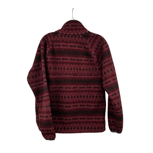 Carhartt Womens Sherpa Pullover Relaxed Fit Maroon/Multi Snaps Size Small Pocket - Picture 7 of 9